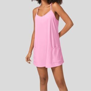 New HALARA Racerback Built-in Bra Side Pocket 2-Piece Mini Slip Dress. Size XS